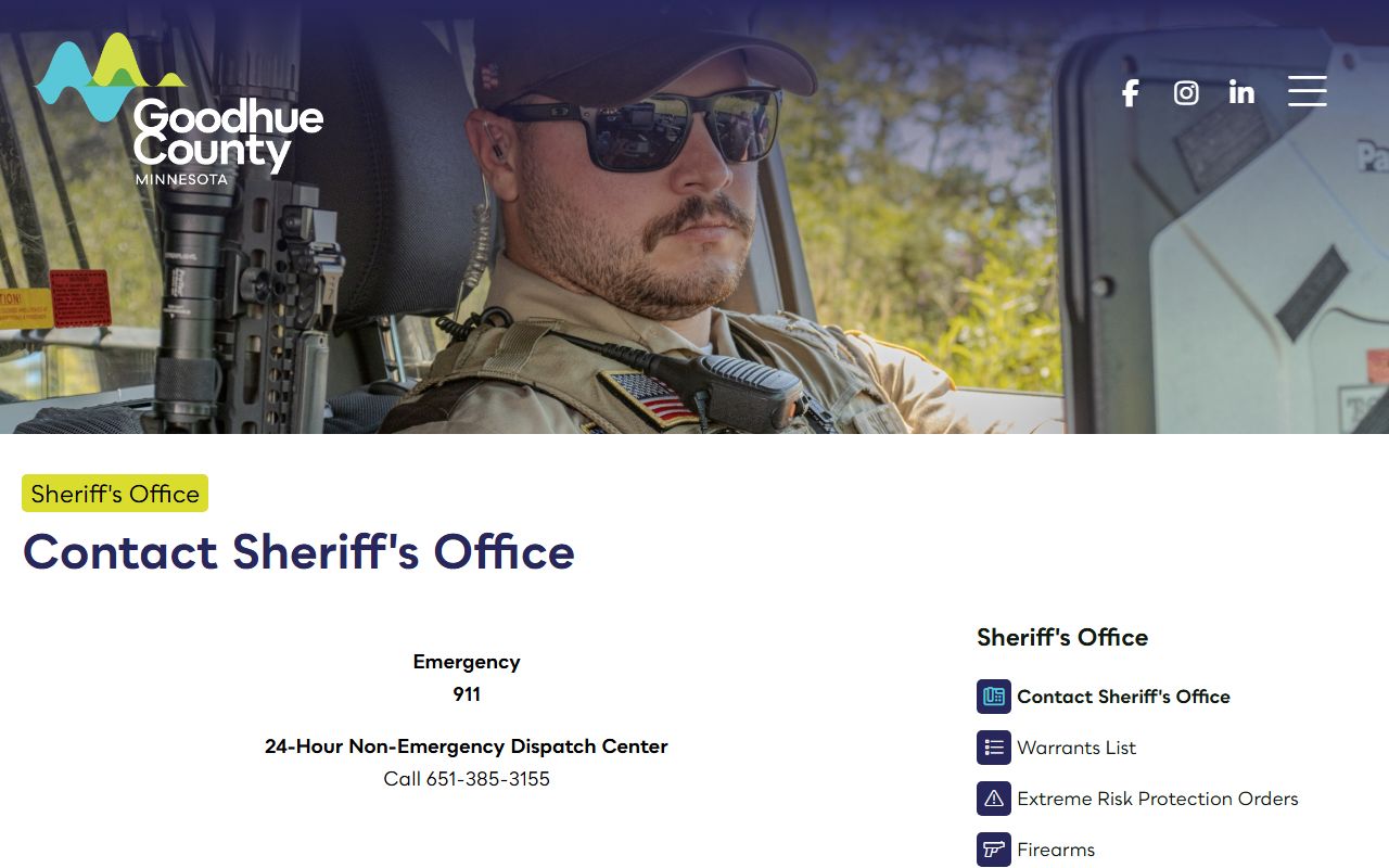 Goodhue County arrest records Sheriff contact numbers