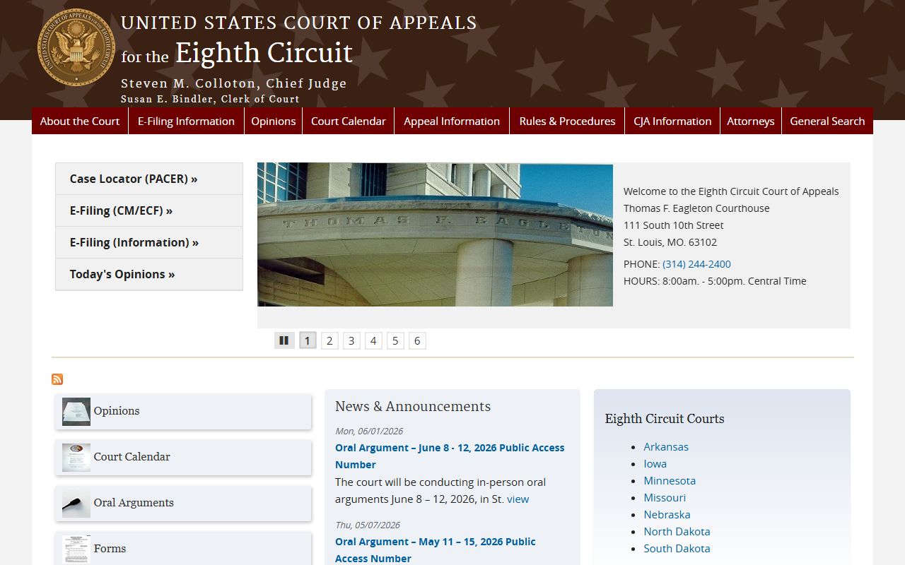 Goodhue County District Court records and Eighth Circuit federal appeals distinction