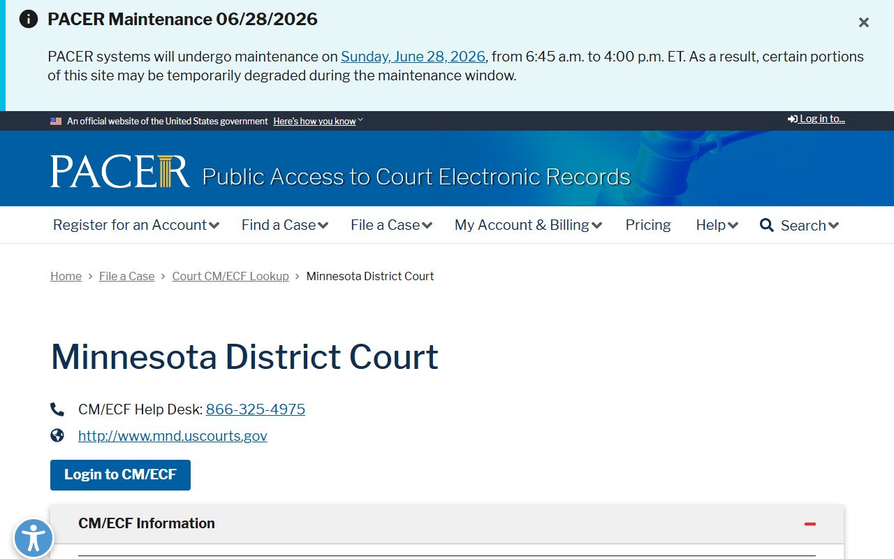 Goodhue County District Court records PACER federal lookup distinction