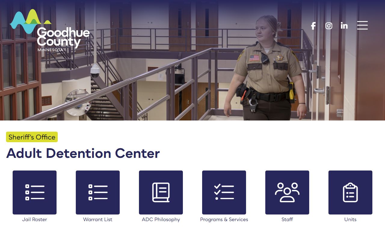 Goodhue County inmate records Adult Detention Center page