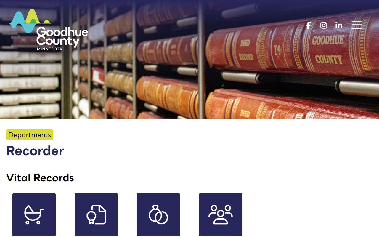 Goodhue County marriage records Recorder office source