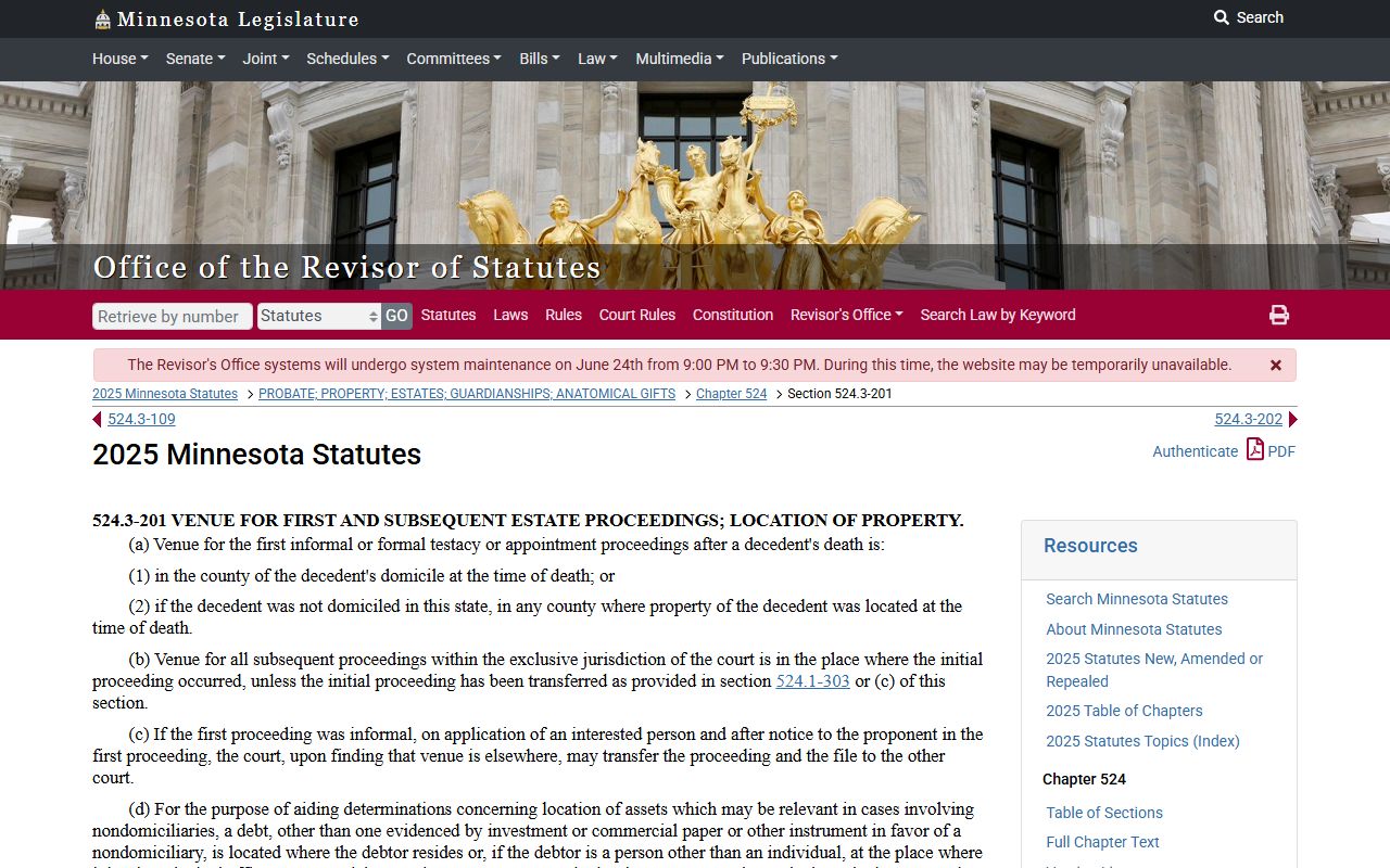 Goodhue County probate records probate venue statute