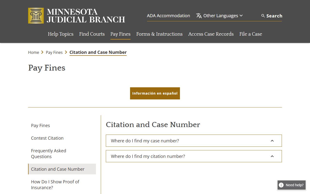 Goodhue County traffic court records citation and case number explanation