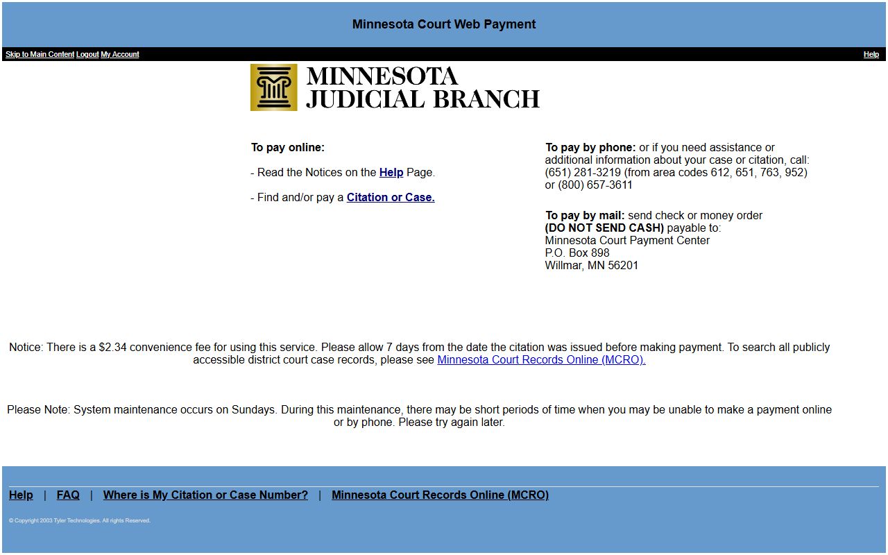 Goodhue County traffic court records Minnesota Court Web Payment
