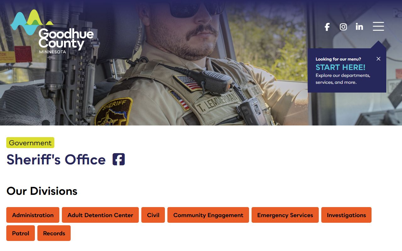Goodhue County warrant records Sheriff homepage